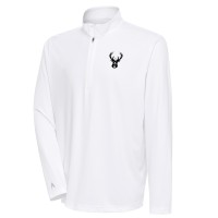Кофта на короткой молнии Milwaukee Bucks Antigua Metallic Logo Tribute - White