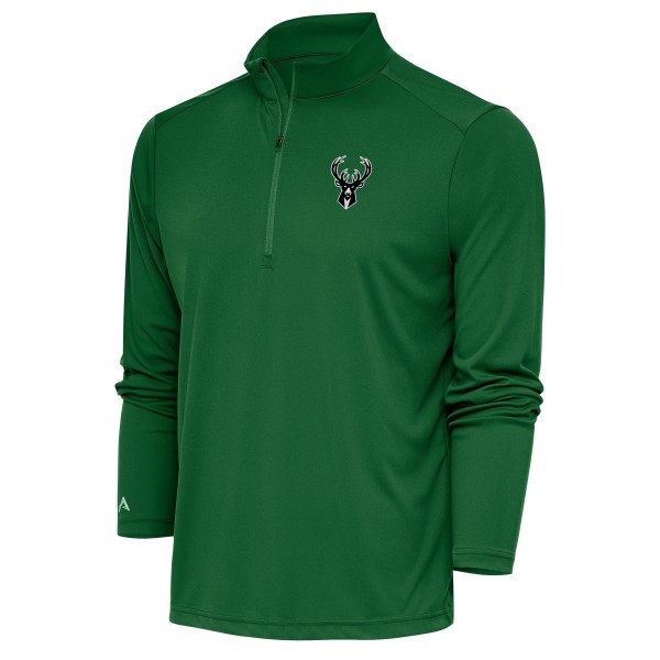 Кофта на короткой молнии Milwaukee Bucks Antigua Metallic Logo Tribute - Hunter Green