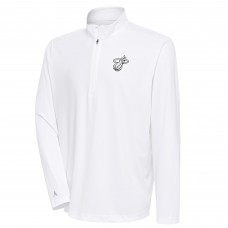 Miami Heat Antigua White Metallic Logo Tribute Quarter-Zip Top