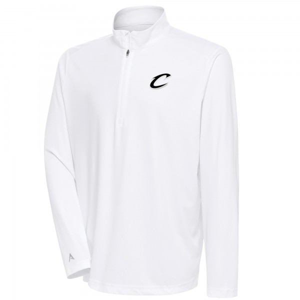 Cleveland Cavaliers Antigua White Metallic Logo Tribute Quarter-Zip Top