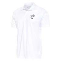Miami Heat Antigua White Metallic Logo Tribute Desert Dry Polo