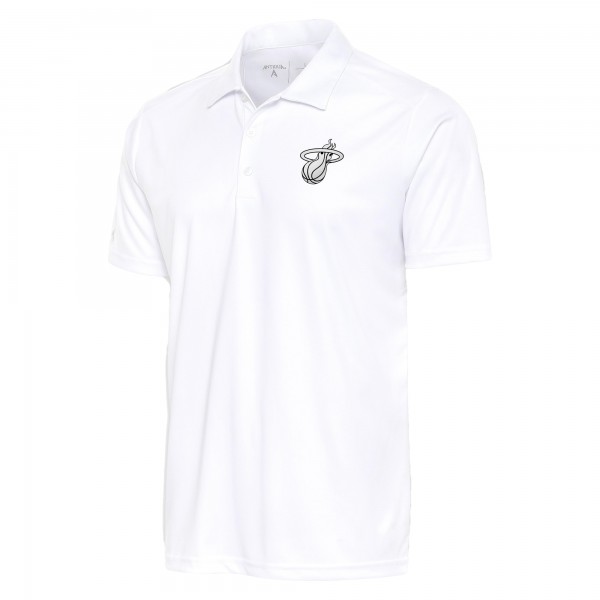 Miami Heat Antigua White Metallic Logo Tribute Desert Dry Polo