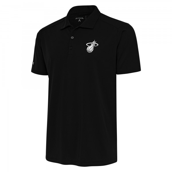 Miami Heat Antigua Black Metallic Logo Tribute Desert Dry Polo