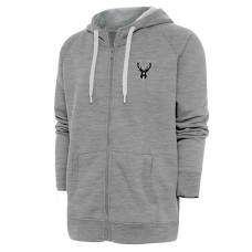 Толстовка на молнии Milwaukee Bucks Antigua Metallic Logo Victory Raglan - Heather Gray