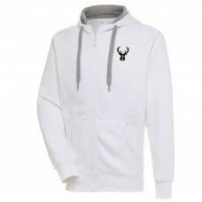 Толстовка на молнии Milwaukee Bucks Antigua Metallic Logo Victory Raglan - White