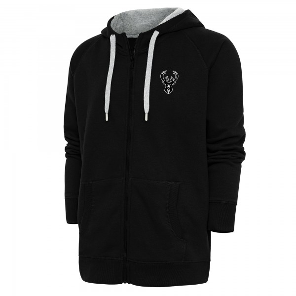 Толстовка на молнии Milwaukee Bucks Antigua Metallic Logo Victory Raglan - Black