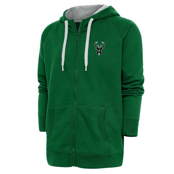 Толстовка на молнии Milwaukee Bucks Antigua Metallic Logo Victory Raglan - Hunter Green