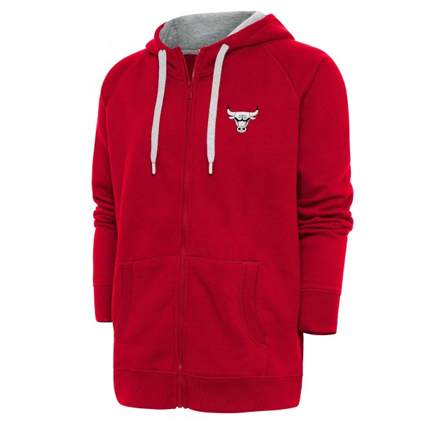 Толстовка на молнии Chicago Bulls Antigua Red Metallic Logo Victory Raglan
