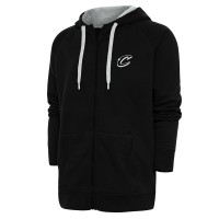 Cleveland Cavaliers Antigua Black Metallic Logo Victory Raglan Full-Zip Hoodie
