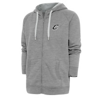 Cleveland Cavaliers Antigua Heather Gray Metallic Logo Victory Raglan Full-Zip Hoodie