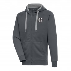 Толстовка на молнии Dallas Mavericks Antigua Metallic Logo Victory Raglan - Charcoal