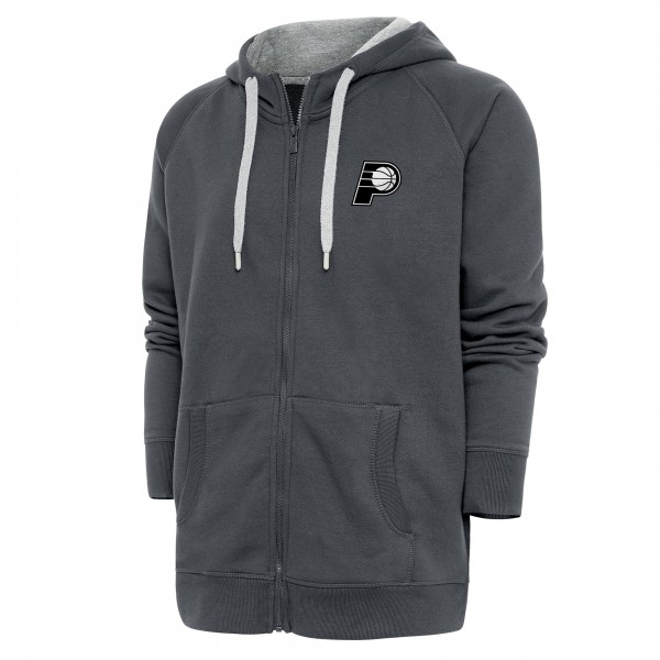 Толстовка на молнии Indiana Pacers Antigua Metallic Logo Victory Raglan - Charcoal