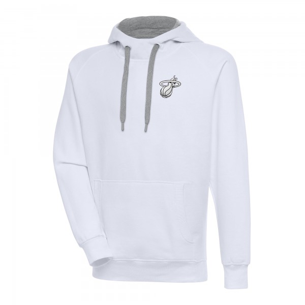 Miami Heat Antigua White Metallic Logo Victory Raglan Pullover Hoodie