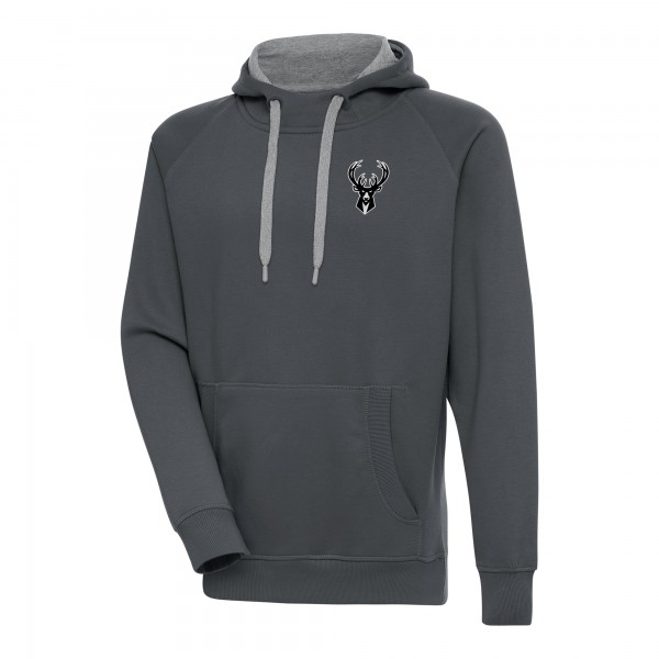 Толстовка Milwaukee Bucks Antigua Metallic Logo Victory Raglan - Charcoal