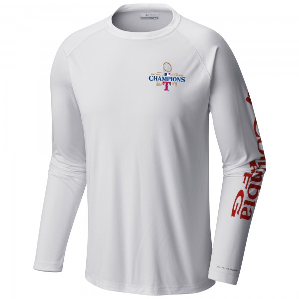 Футболка с длинным рукавом Texas Rangers Columbia 2023 World Series Champions Terminal Tackle Omni-Shade Raglan - Red