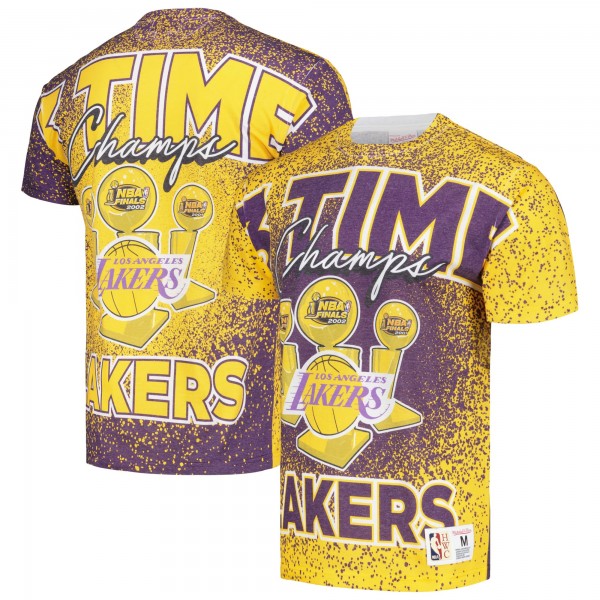 Футболка Los Angeles Lakers Mitchell & Ness Hardwood Classics 3X NBA Champions Champ City - Gold