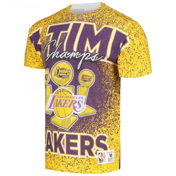Футболка Los Angeles Lakers Mitchell & Ness Hardwood Classics 3X NBA Champions Champ City - Gold