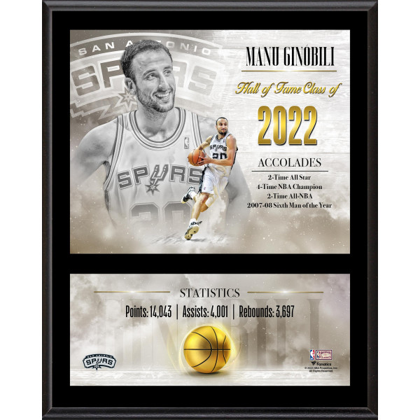 Manu Ginobili San Antonio Spurs Fanatics Authentic 12 x 15 Hardwood Classic Sublimated Plaque