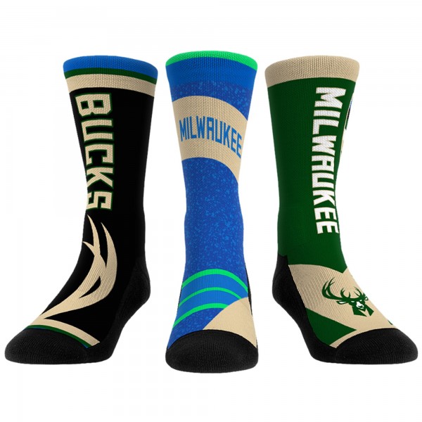Три пары носков Milwaukee Bucks Rock Em Socks Unisex 2023/24 City Edition Ultimate Jersey