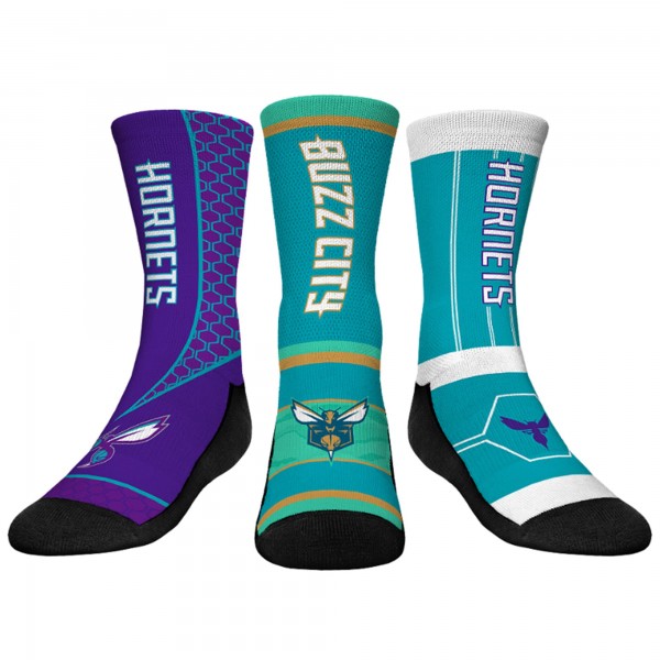 Три пары носков Charlotte Hornets Rock Em Socks Youth 2023/24 City Edition Ultimate Jersey