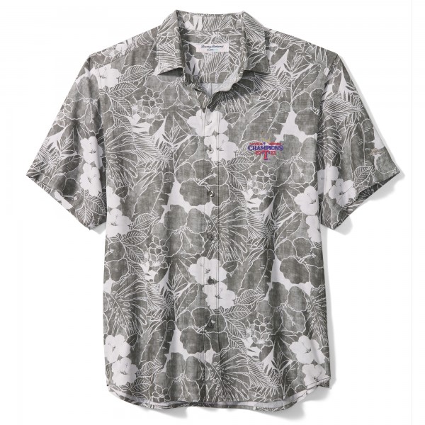 Рубашка с коротким рукавом Texas Rangers Tommy Bahama 2023 World Series Champions Coconut Point Playa Floral Camp IslandZone - Gray