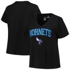 Женская футболка Charlotte Hornets Profile Black Plus Size Arch Over Logo V-Neck