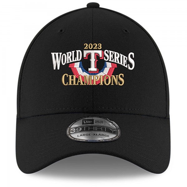 Бейсболка Texas Rangers New Era 2023 World Series Champions Locker Room Replica 39THIRTY - Black