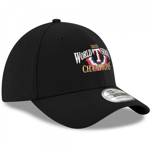 Бейсболка Texas Rangers New Era 2023 World Series Champions Locker Room Replica 39THIRTY - Black
