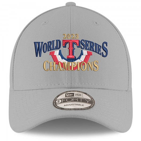 Бейсболка Texas Rangers New Era 2023 World Series Champions Locker Room Replica 9FORTY - Gray