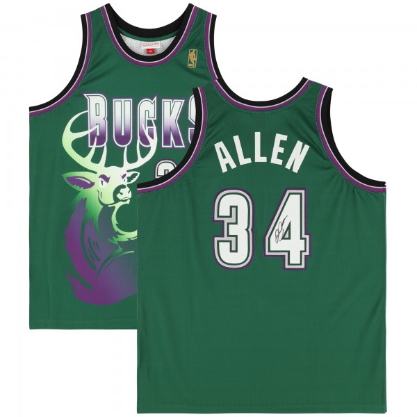 Ray Allen Milwaukee Bucks Autographed Fanatics Authentic Green Mitchell & Ness 1996-1997 Authentic Jersey