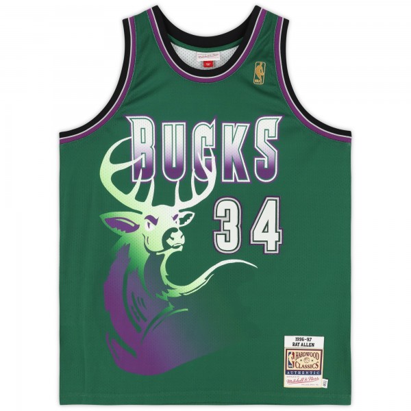 Ray Allen Milwaukee Bucks Autographed Fanatics Authentic Green Mitchell & Ness 1996-1997 Authentic Jersey