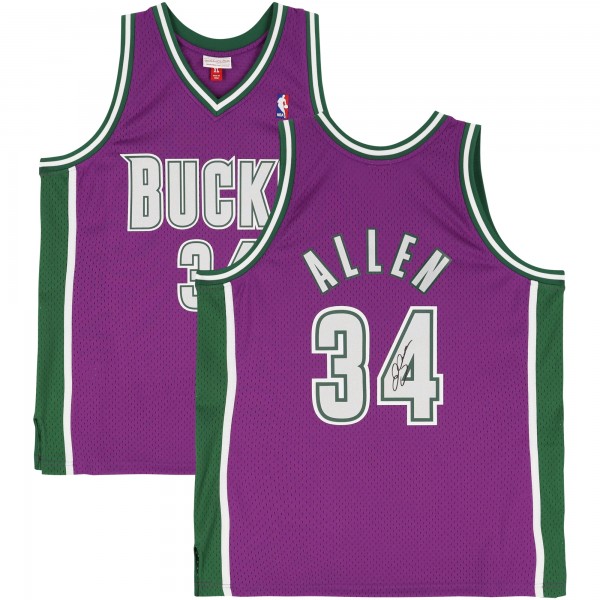 Ray Allen Milwaukee Bucks Autographed Fanatics Authentic Purple Mitchell & Ness 2001-2002 Swingman Jersey
