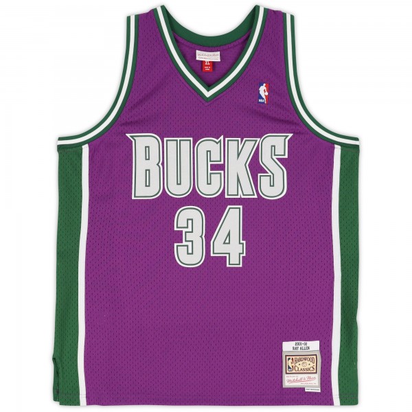 Ray Allen Milwaukee Bucks Autographed Fanatics Authentic Purple Mitchell & Ness 2001-2002 Swingman Jersey