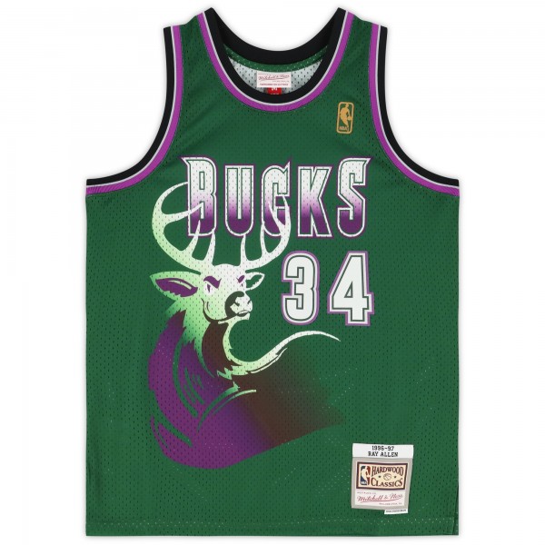 Ray Allen Milwaukee Bucks Autographed Fanatics Authentic Green Mitchell & Ness 1996-1997 Swingman Jersey