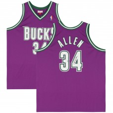 Ray Allen Milwaukee Bucks Autographed Fanatics Authentic Purple Mitchell & Ness 2000-2001 Authentic Jersey