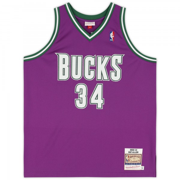 Ray Allen Milwaukee Bucks Autographed Fanatics Authentic Purple Mitchell & Ness 2000-2001 Authentic Jersey