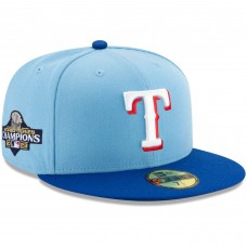 Бейсболка Texas Rangers New Era 2023 World Series Champions 59FIFTY - Light Blue