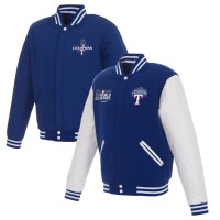 Куртка с кожаными рукавами Texas Rangers JH Design 2023 World Series Champions Fleece - Royal