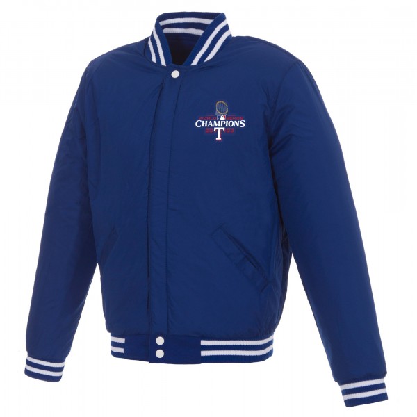 Куртка с кожаными рукавами Texas Rangers JH Design 2023 World Series Champions Fleece - Royal