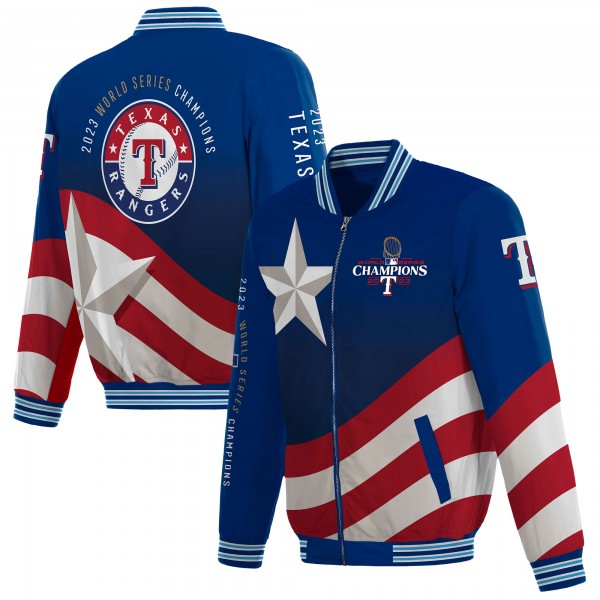 Бомбер Texas Rangers JH Design 2023 World Series Champions Full-Zip Nylon - Royal