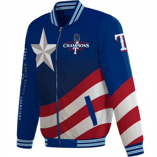 Бомбер Texas Rangers JH Design 2023 World Series Champions Full-Zip Nylon - Royal