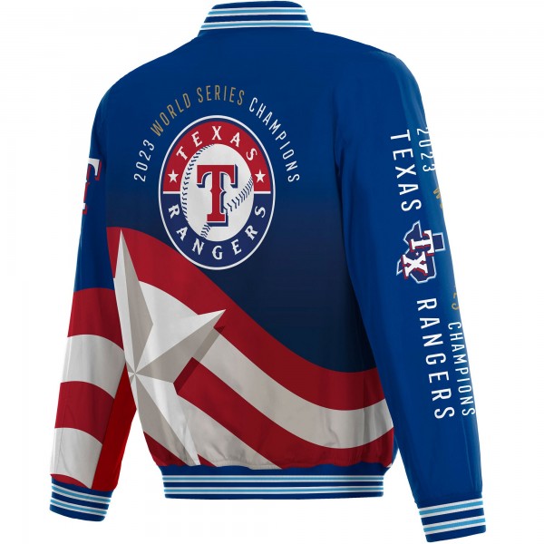 Бомбер Texas Rangers JH Design 2023 World Series Champions Full-Zip Nylon - Royal