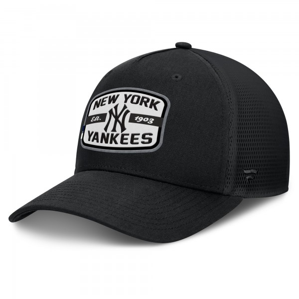 New York Yankees Fanatics Black Team Patch A-Frame Trucker Snapback Hat