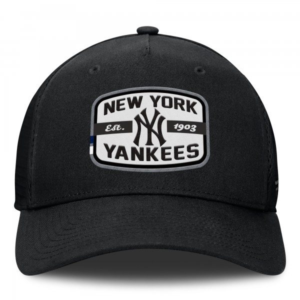 New York Yankees Fanatics Black Team Patch A-Frame Trucker Snapback Hat