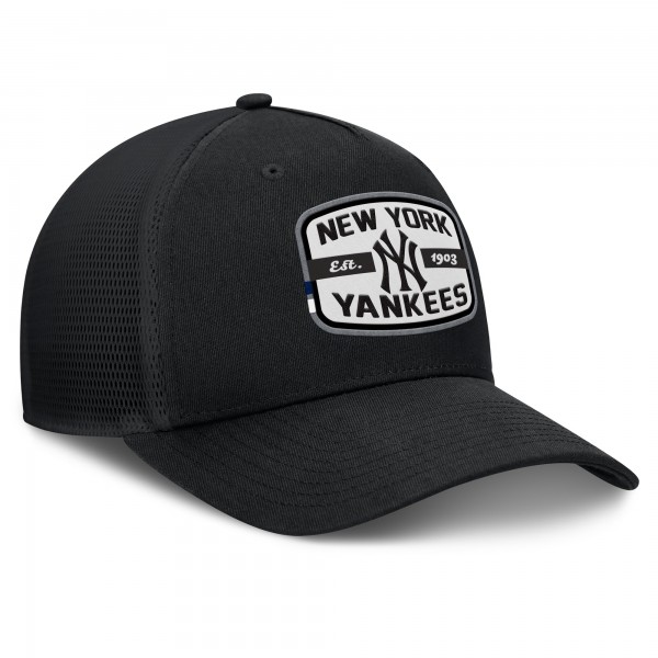 New York Yankees Fanatics Black Team Patch A-Frame Trucker Snapback Hat