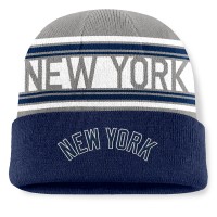 New York Yankees Fanatics Navy Fundamental Team Stripe Cuffed Knit Hat