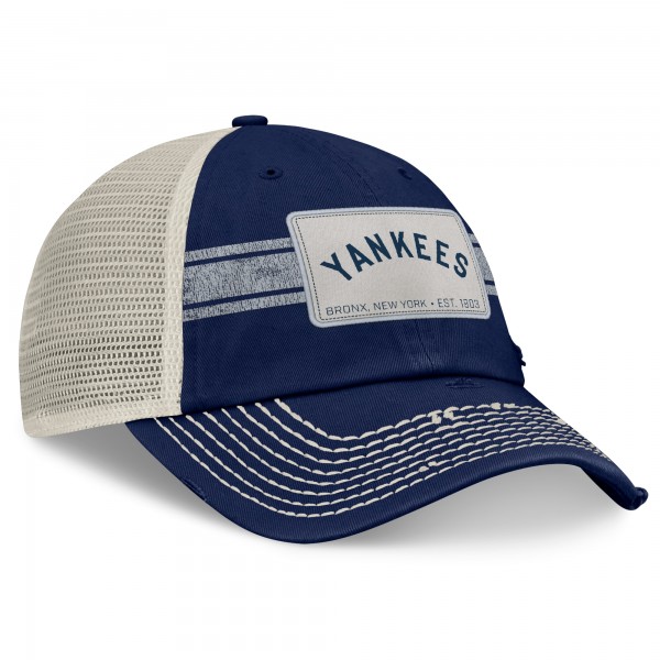Бейсболка New York Yankees Fanatics Navy/Natural Heritage Stripe Trucker