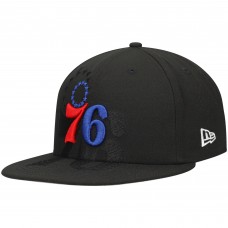 Бейсболка Philadelphia 76ers New Era Black Blackout Shadow Logo 59FIFTY