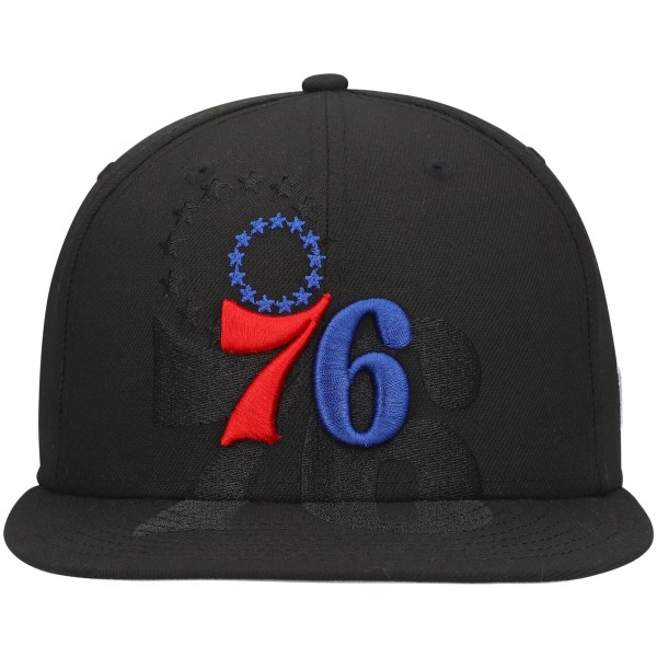 Бейсболка Philadelphia 76ers New Era Black Blackout Shadow Logo 59FIFTY