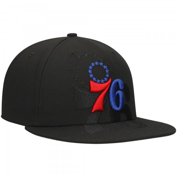 Бейсболка Philadelphia 76ers New Era Black Blackout Shadow Logo 59FIFTY